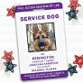 Service Dog Personalized Purple Photo ID Badge