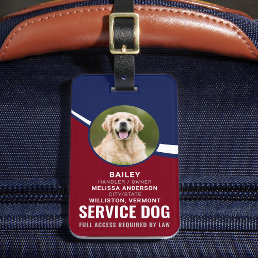 Service Dog Personalized Red Blue Photo ID Badge L Luggage Tag