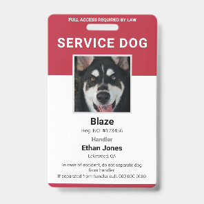 Service Dog Photo Red Badge
