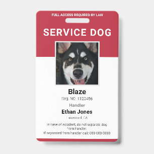 Service Dog Photo Red Badge