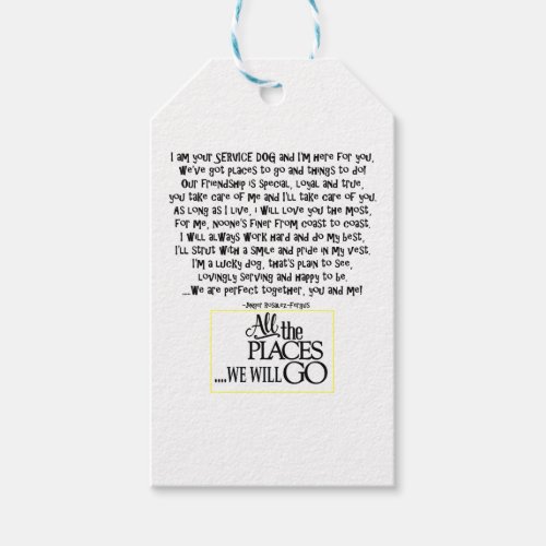 Service dog poem FNL BACK yellow Gift Tags