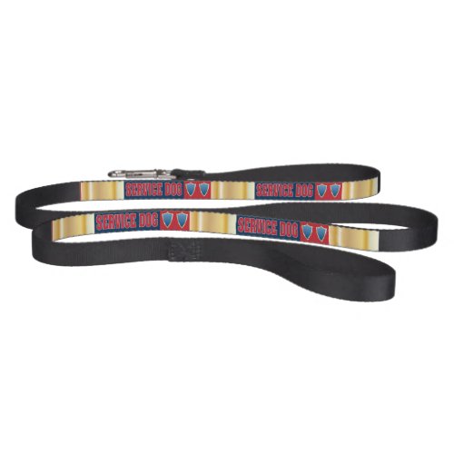Service Dog red blue gold with shield Pet Leash