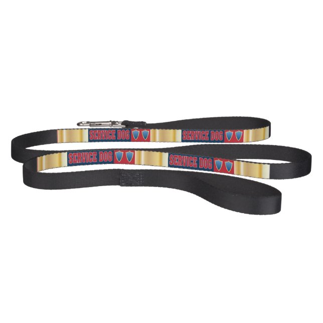 Service Dog red blue gold with shield Pet Leash (Full)