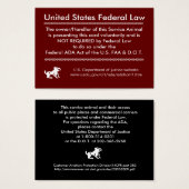 Service Dog Rights Card (Front & Back)