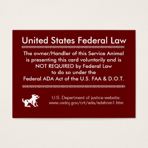 Service Dog Rights Card Business Card Template