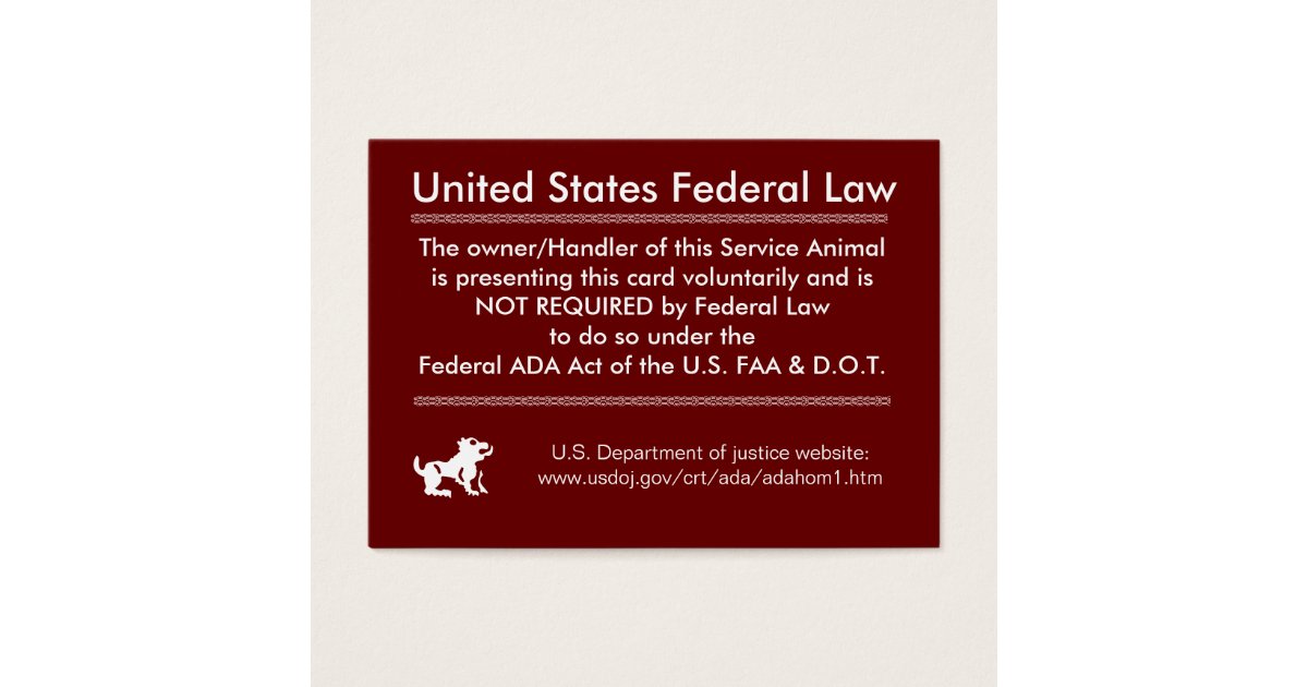 Service Dog Rights Card | Zazzle