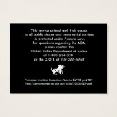 Service Dog Rights Card (Back)
