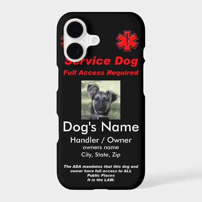 Service Dog Tag Iphone Case (Back)