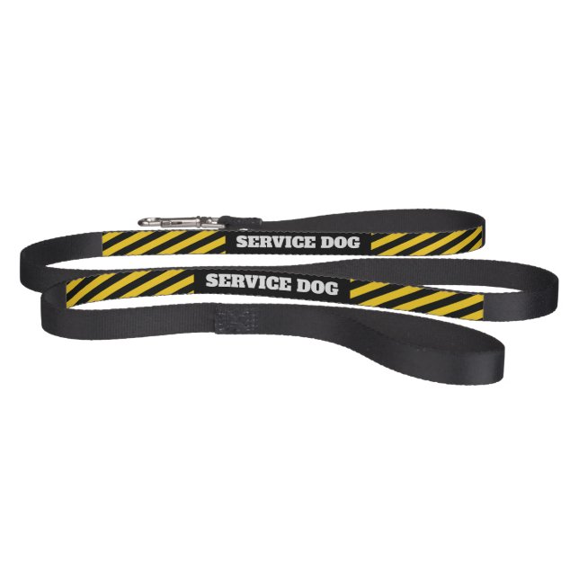 Service Dog with Yellow and Black Caution Stripes Pet Leash (Full)