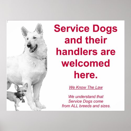 Service Dogs are welcome Poster