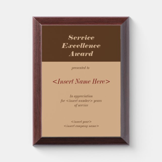 Service Excellence Award Plaque (Vertical)