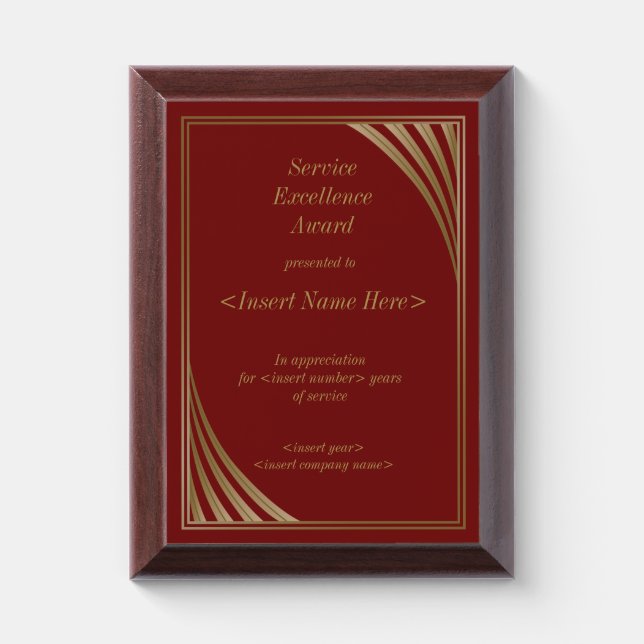 Service Excellence Award Plaque (Vertical)