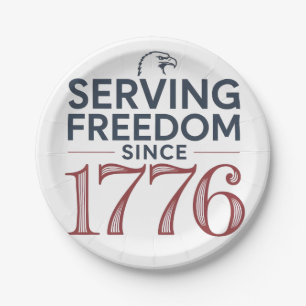 Service Freedom Since 1776 4th of July 250th Anniv Paper Plates