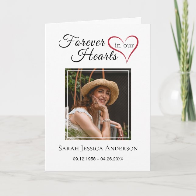 Service Funeral Obituary with Photo Thank You Card (Front)