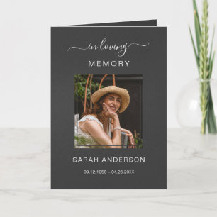 Service Funeral Obituary with Photo Thank You Card