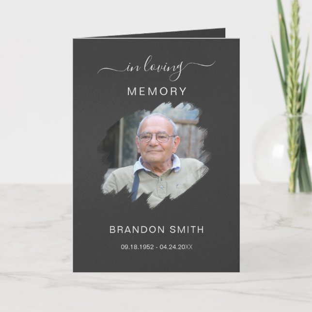 Service Funeral Obituary with Photo Thank You Card (Front)