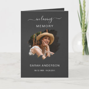 Service Funeral Obituary with Photo Thank You Card