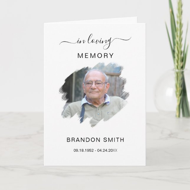 Service Funeral Obituary with Photo Thank You Card (Front)