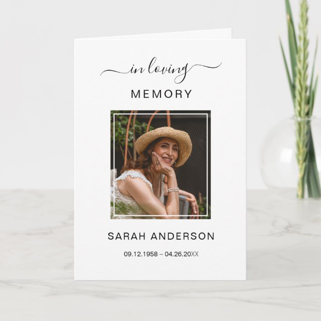 Service Funeral Obituary with Photo Thank You Card (Front)