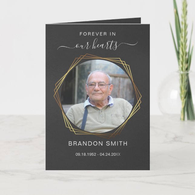 Service Funeral Obituary with Photo Thank You Card (Front)
