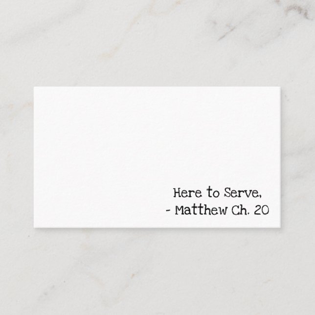 Service in Christian Manner Business Card (Front)