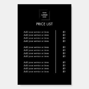 Service Menu   Black Business Logo Foam Board Sign