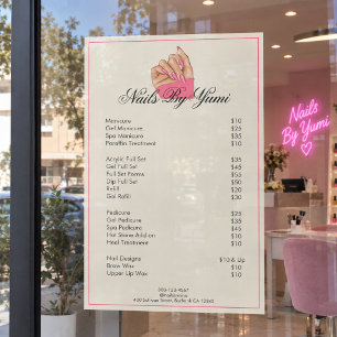 Service Price List l Nail Artist Beauty Salon Window Cling