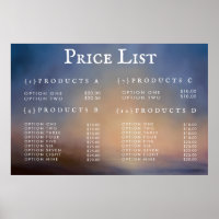 Service Price List Menu Custom Printed Poster