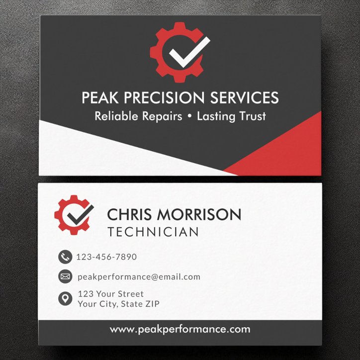 Service Repair Mechanic Professional Modern Logo Business Card
