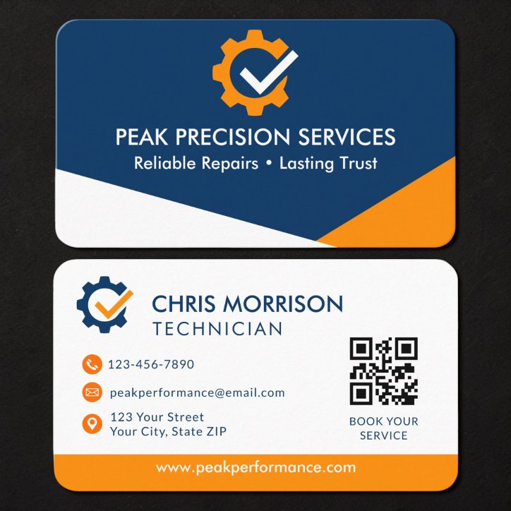 Service Repair Mechanic QR Code Business Card