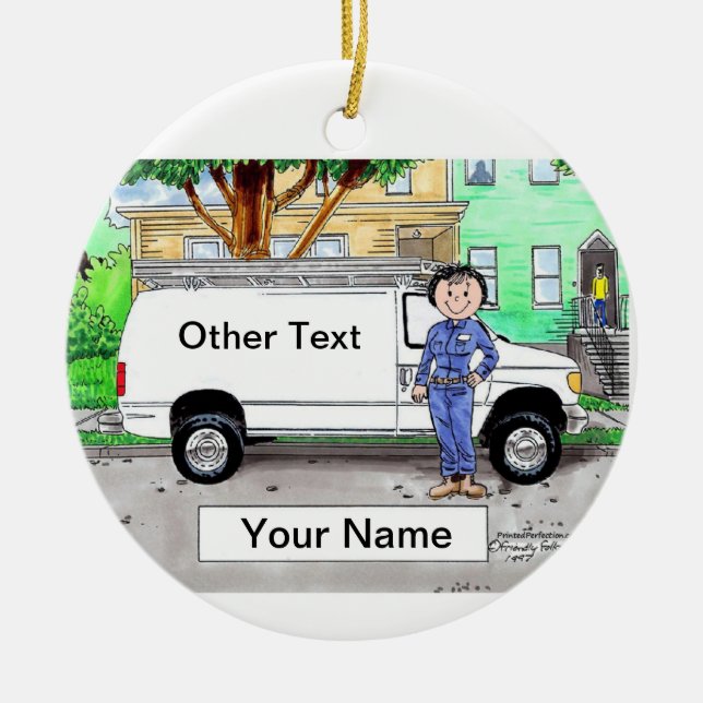 Service Van, White - Female Ceramic Ornament (Front)
