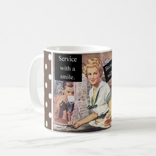 Service With A Smile Vintage Retro Diner Waitress Coffee Mug