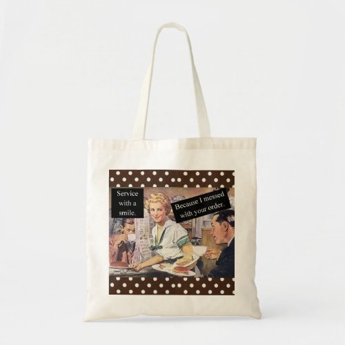 Service With A Smile Vintage Retro Diner Waitress Tote Bag
