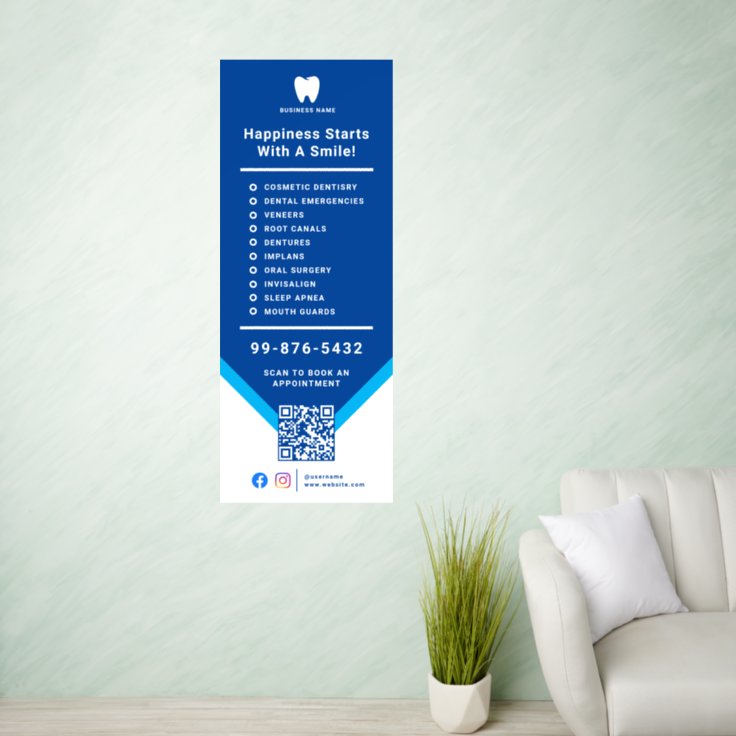 Services Dentist Business Logo QR Code Wall Decal Zazzle