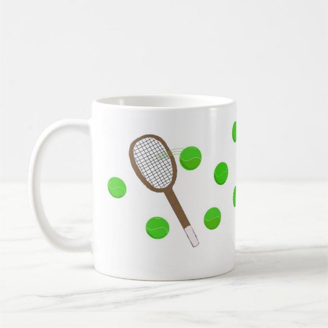 Servin' Up Tennis Balls Coffee Mug (Left)