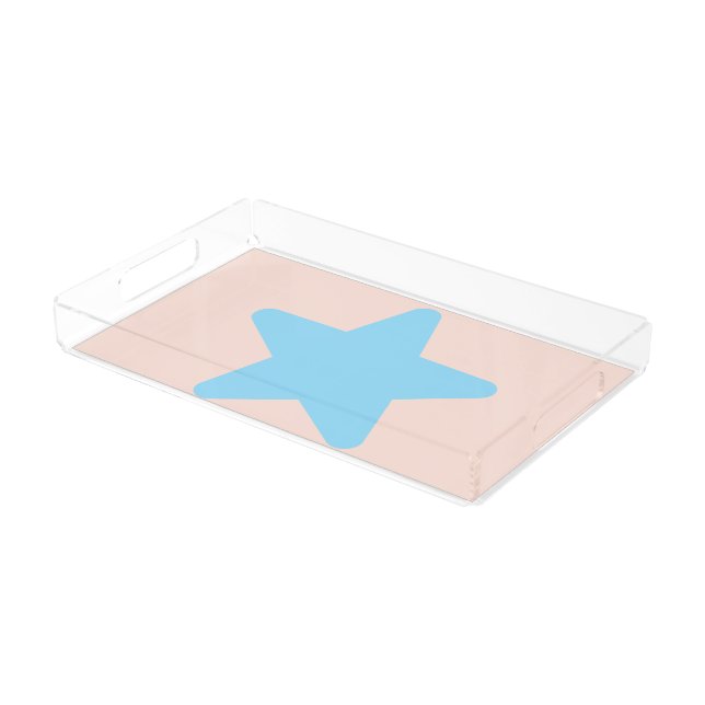 Servincg Cream Blue Star Acrylic Tray (Angled)