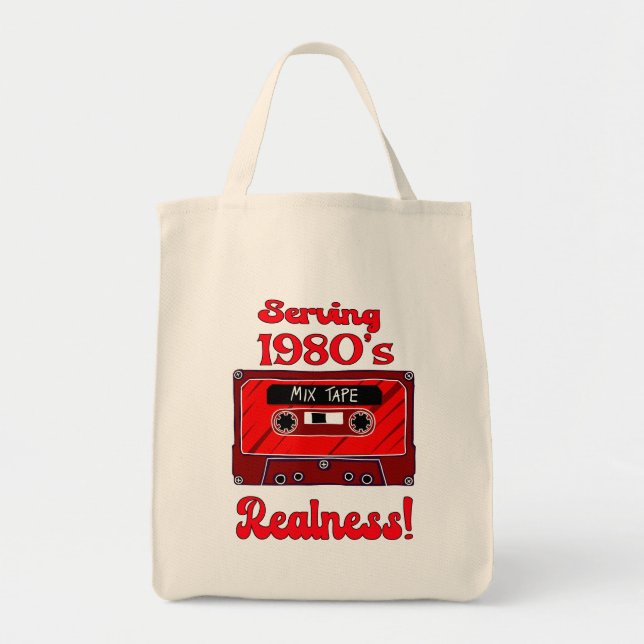 Serving 1980's Realness - Red Cassette Tote Bag (Front)