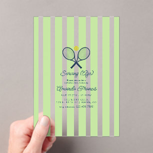 Serving Age Preppy Tennis Birthday Party Acrylic Invitations