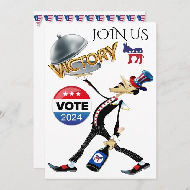 Serving Election Victory Democrat Version Invitation (Front/Back)