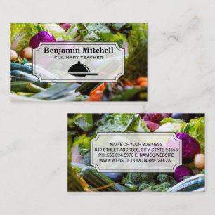 Serving Platter and Knife Vegetables Business Card