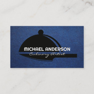 Serving Platter Knife   Blue Leather Business Card