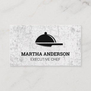 Serving Platter Knife Logo Grunge Business Card
