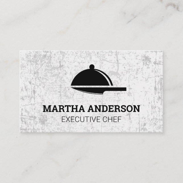 Serving Platter Knife Logo | Grunge Business Card (Front)