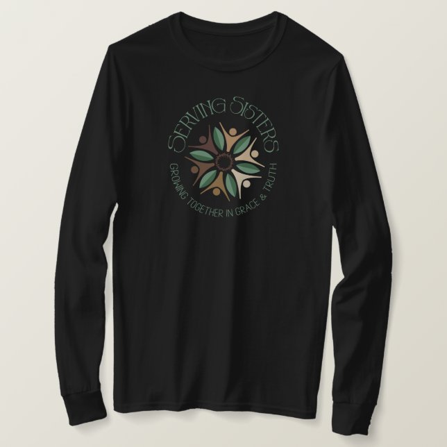 SERVING SISTERS LOGO BLACK LONG SLEEVE T-Shirt (Design Front)