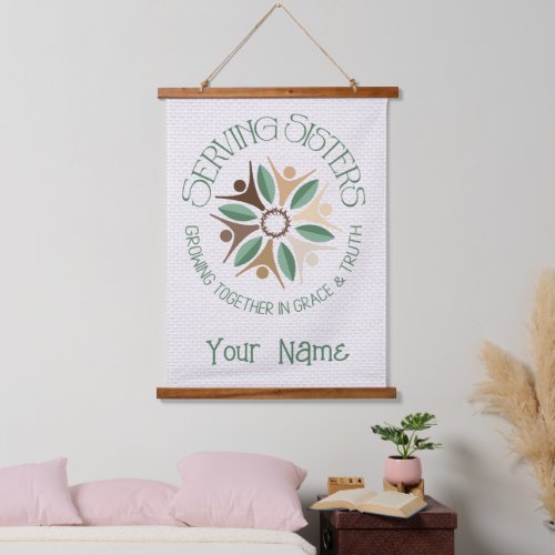SERVING SISTERS LOGO White Personalized  Hanging T Hanging Tapestry