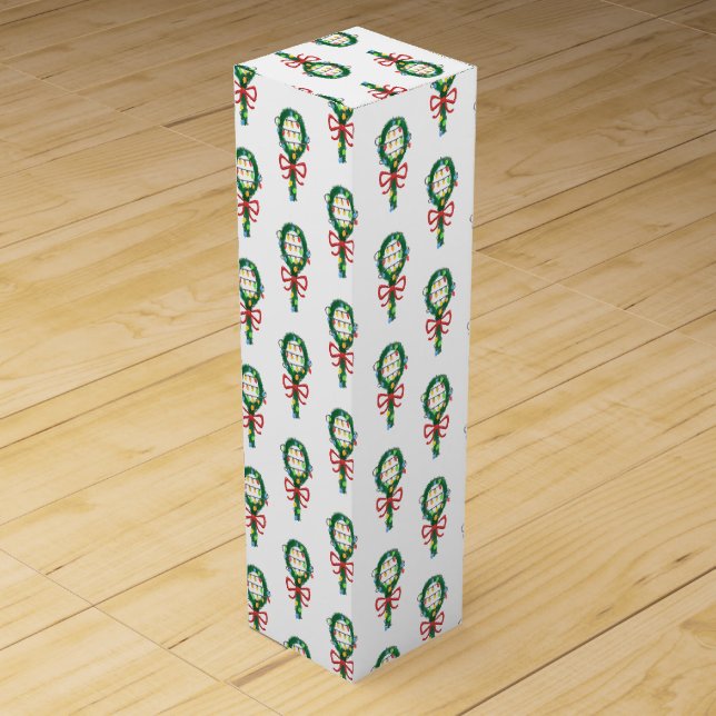 Serving This Christmas Tennis Racket Wreaths  Wine Box (Front)