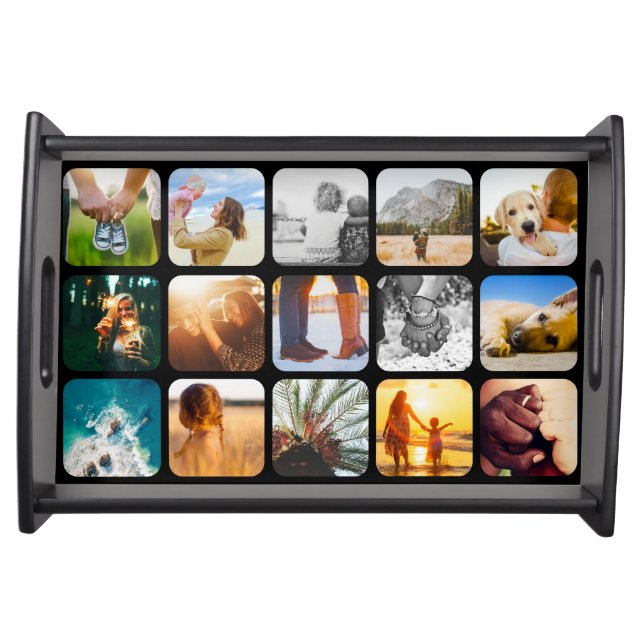 Serving Tray 15 Photo Rounded Template Black (Front)