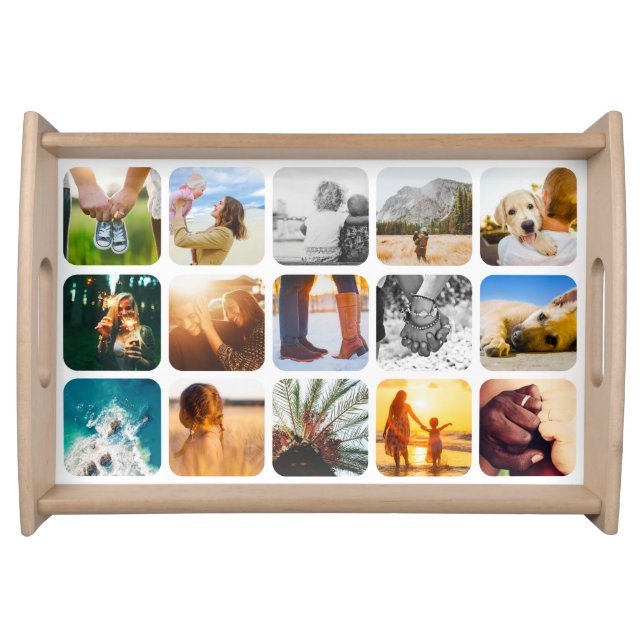 Serving Tray 15 Photo Rounded Template White (Front)