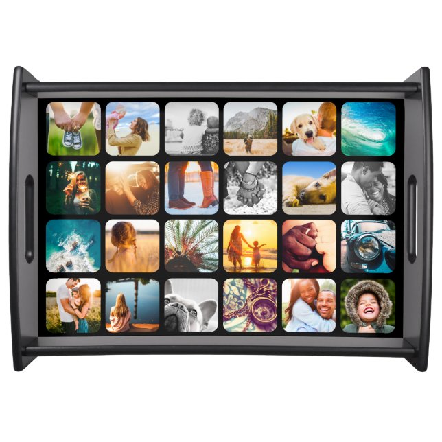 Serving Tray 24 Photo Rounded Template Black (Front)