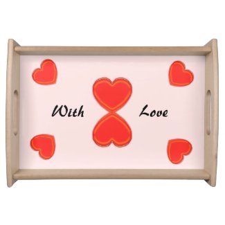 Serving Tray - 3-D Red Hearts on Pink